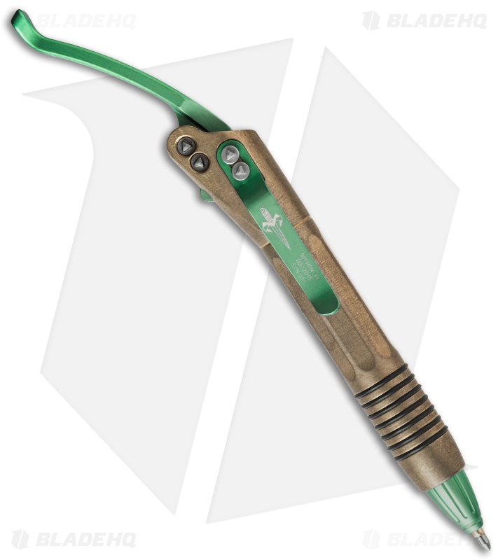 Marfione Custom Microtech Siphon II Bronzed Aluminum Pen + Lime Titanium