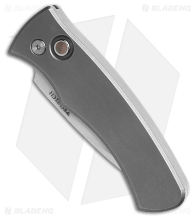 Pro-Tech Custom Duke Automatic Knife Blast/Tumbled Steel (2.7" Two-Tone)