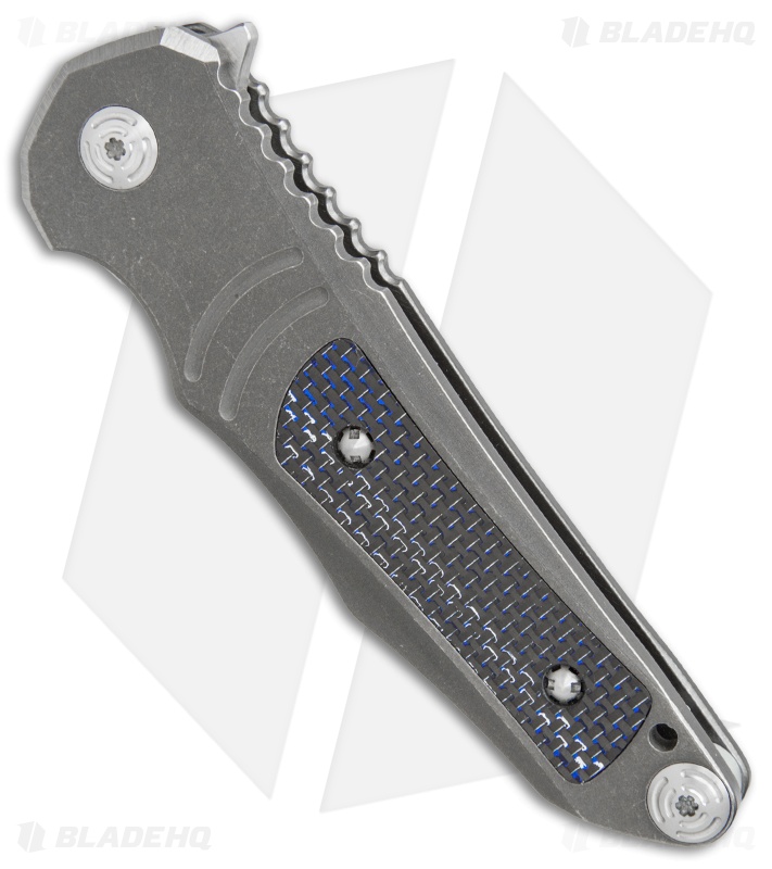 Mikkel Willumsen Custom Urban Tactical Dagger Knife Ti/ Blue CF (4.25" Two-Tone)