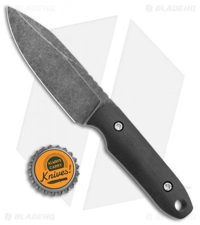 Morrish Made Knives Pocket Fixed Blade Custom Knife Black G10 (3" Acid SW) 