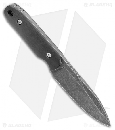 Morrish Made Knives Pocket Fixed Blade Custom Knife Black G10 (3" Acid SW) 