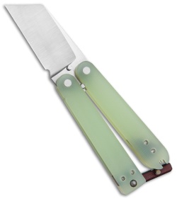 Nathan Dewey Custom Gremlin Balisong Wharncliffe Knife Jade G-10 (1.8" Hollow)