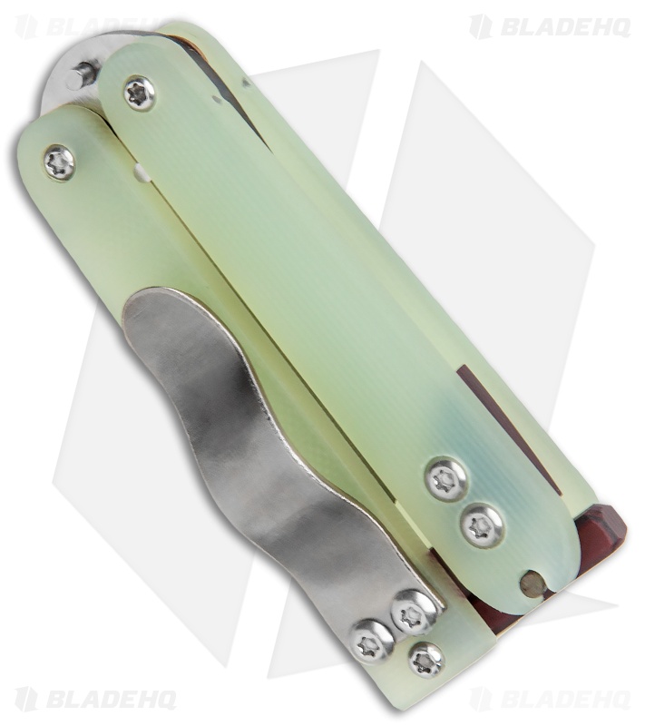 Nathan Dewey Custom Gremlin Balisong Wharncliffe Knife Jade G-10 (1.8" Hollow)