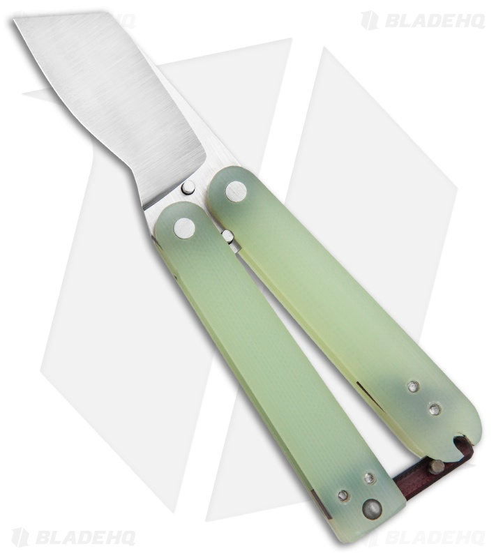 Nathan Dewey Custom Gremlin Mini Balisong Butterfly Knife Jade G-10 (2" Satin)