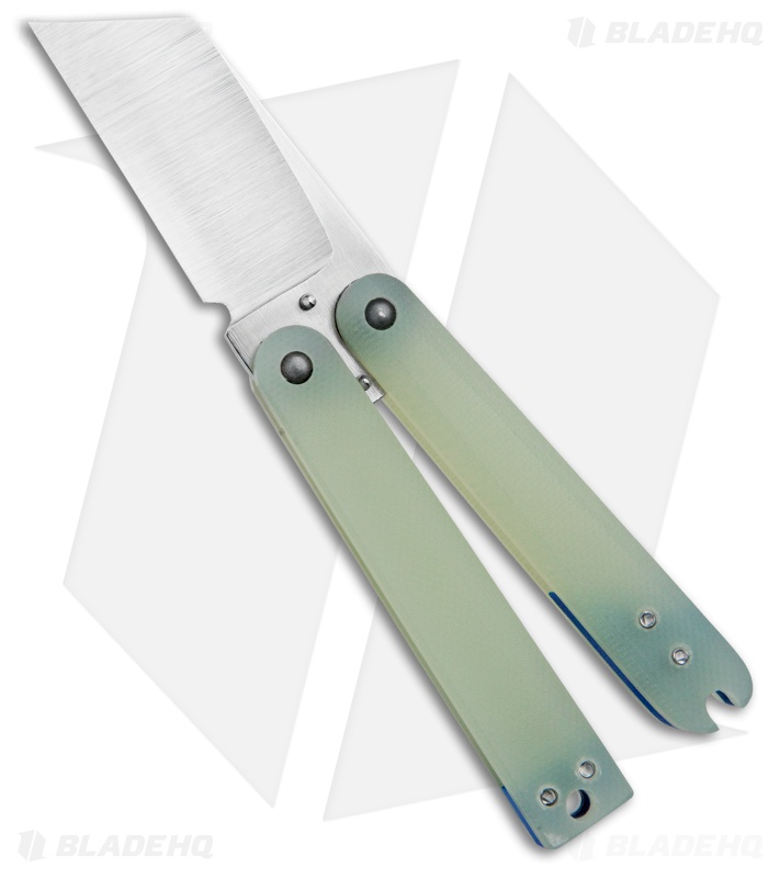 Nathan Dewey Custom Gremlin Mini Balisong Knife Jade G10 Chisel (2