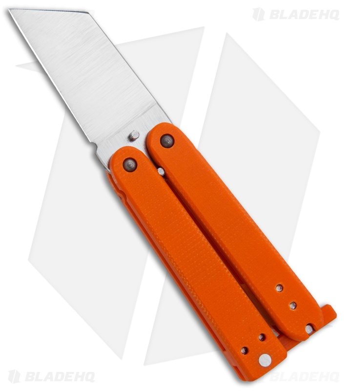 Nathan Dewey Custom Gremlin Balisong Wharncliffe Knife Orange G-10 (1.8" Convex)