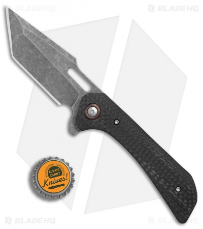 Nova Blades Custom Mutt V2 Frame Lock Knife Carbon Fiber (3.6" Acid Stonewash)