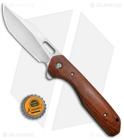 Nova Blades Custom N.U.T. Flipper Knife Natural Micarta (3.5" Satin/Stonewash)