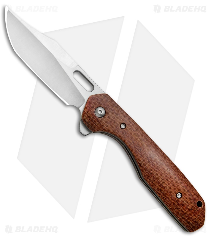 Nova Blades Custom N.U.T. Flipper Knife Natural Micarta (3.5" Satin/Stonewash)