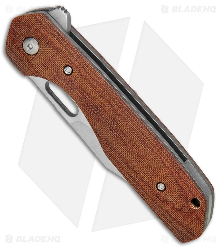 Nova Blades Custom N.U.T. Flipper Knife Natural Micarta (3.5" Satin/Stonewash)
