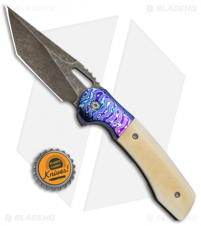 Nova Blades Custom Nomad V1 Knife Westinghouse/Mokuti (3.6" Colored Stonewash)
