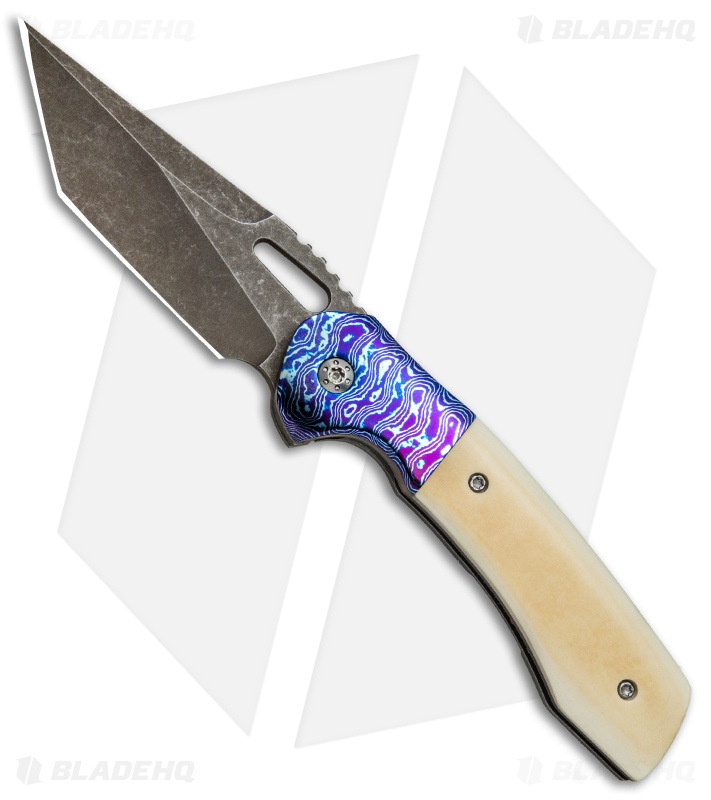 Nova Blades Custom Nomad V1 Knife Westinghouse/Mokuti (3.6" Colored Stonewash)