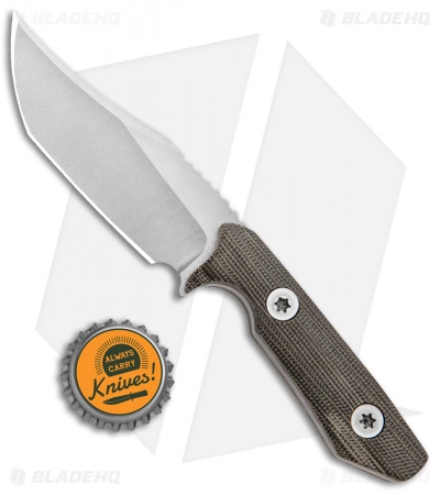 Nova Blades Small Bowie Custom Fixed Blade Green Micarta (3.3" Stonewash)