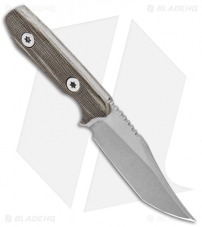 Nova Blades Small Bowie Custom Fixed Blade Green Micarta (3.3" Stonewash)