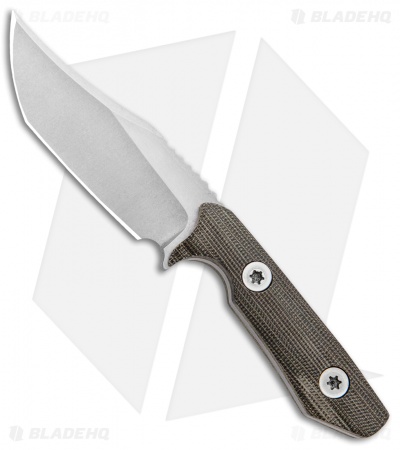 Nova Blades Small Bowie Custom Fixed Blade Green Micarta (3.3" Stonewash)