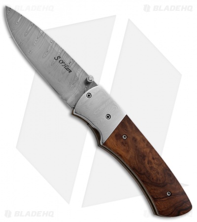 O'Hare Knives Orion Liner Lock Knife Ironwood (3.25" Damasteel)