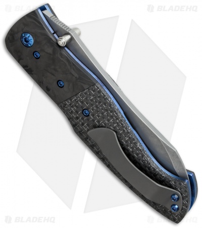 O'Hare Knives Rubicon Liner Lock Knife Silver LSCF/Marble CF (4" Stonewash)