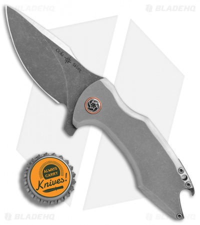 Ochs Worx Custom Largo Flipper Knife Titanium/Damascus (2.5" Dark Etch SW)