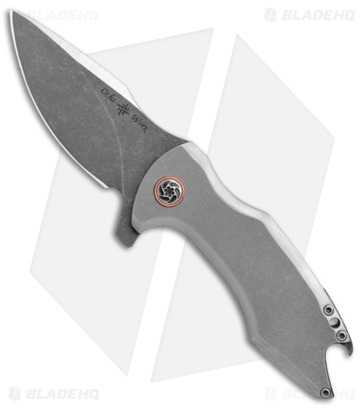 Ochs Worx Custom Largo Flipper Knife Titanium/Damascus (2.5" Dark Etch SW)