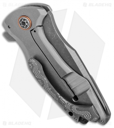 Ochs Worx Custom Largo Flipper Knife Titanium/Damascus (2.5" Dark Etch SW)