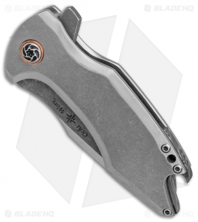 Ochs Worx Custom Largo Flipper Knife Titanium/Damascus (2.5" Dark Etch SW)