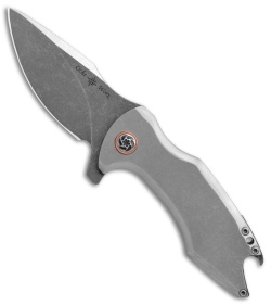 Ochs Worx Custom Largo Flipper Knife Titanium/Damascus (2.5" Dark Etch SW)