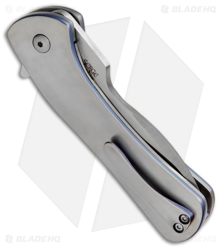 Olamic Cutlery Gambit Liner Lock Knife Ti Carved/Blue Anodized (3" Satin) G017