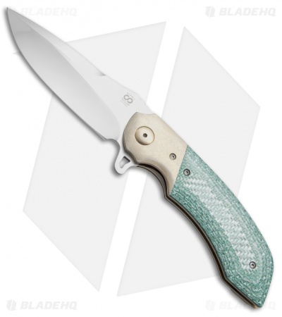 Olamic Cutlery Wayfarer Flipper Knife Green Twill/Bronzed Ti (4" Mirror