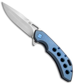 Olamic Wayfarer 247 Frame Lock Knife Blue SW Ti Holes (3.5" M390 Satin)