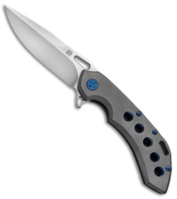 Olamic Wayfarer 247 Knife  Titanium w/Blue Holes (3.5" M390 Satin)