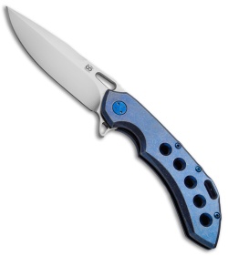 Olamic Wayfarer 247 Knife  Blue SW Titanium Holes (3.5" M390 Satin)