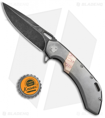 Olamic Wayfarer 247 Frame Lock Knife Titanium w/ Mokume Inlay (3.5" Black SW)