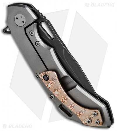 Olamic Wayfarer 247 Frame Lock Knife Titanium w/ Mokume Inlay (3.5" Black SW)