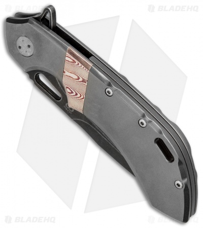 Olamic Wayfarer 247 Frame Lock Knife Titanium w/ Mokume Inlay (3.5" Black SW)