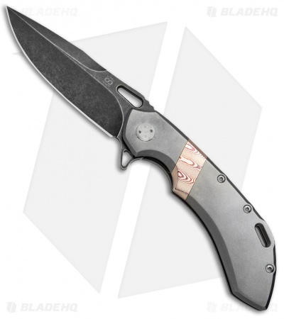 Olamic Wayfarer 247 Frame Lock Knife Titanium w/ Mokume Inlay (3.5" Black SW)