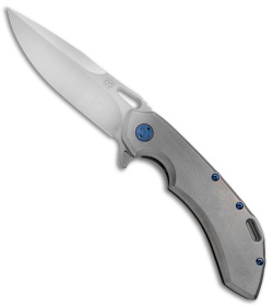 Olamic Wayfarer 247 Knife Orange Peel Ti / Blue Hardware (3.5" M390 Satin)