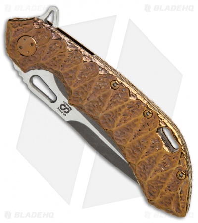 Olamic Wayfarer 247 Knife Sculpted "Molten" Bronze Ti (3.5" M390 Two-Tone)