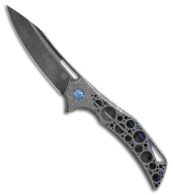 Olamic Cutlery Swish Frame Lock Knife Acid Rain Dark Purple Ti (3.75" Black SW)