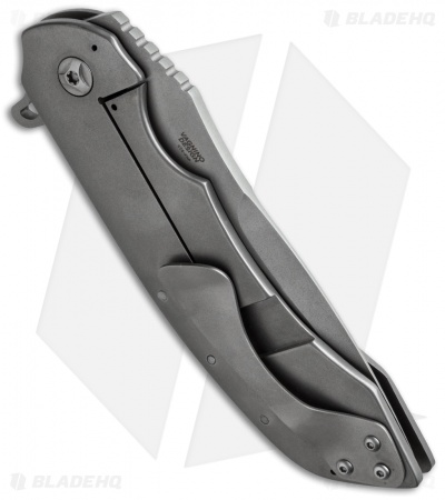 Olamic Cutlery Wayfarer Flipper Knife Full Ti w/Skull (4" Matte)