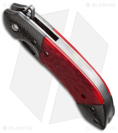 Olamic Cutlery Wayfarer Compact Flipper Knife Red Jigged Bone (3.5" Black SW)