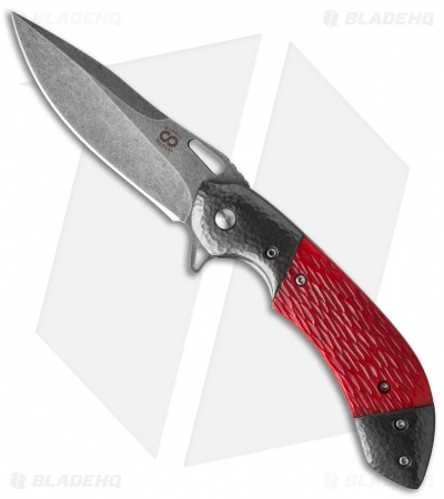 Olamic Cutlery Wayfarer Compact Flipper Knife Red Jigged Bone (3.5" Black SW)