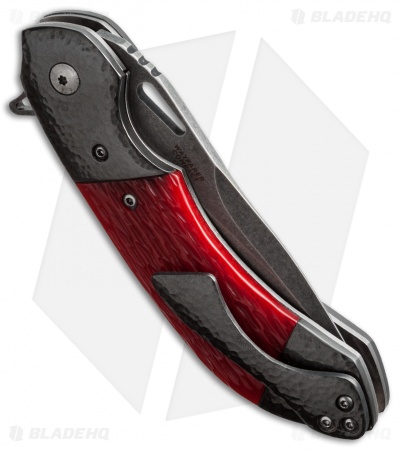 Olamic Cutlery Wayfarer Compact Flipper Knife Red Jigged Bone (3.5" Black SW)