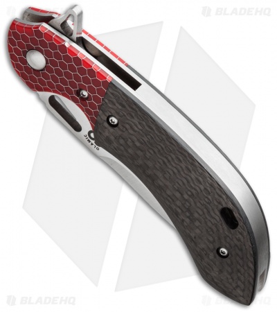 Olamic Cutlery Wayfarer Compact Flipper Knife Red C-Tek/CF (3.5" Satin)