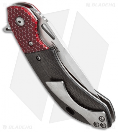 Olamic Cutlery Wayfarer Compact Flipper Knife Red C-Tek/CF (3.5" Satin)