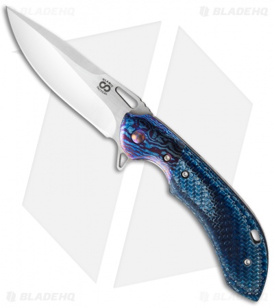 Olamic Cutlery Wayfarer Compact Flipper Knife Blue Twill CF (3.5" Satin)