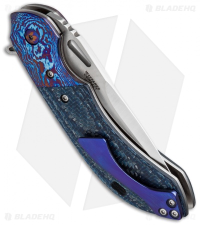 Olamic Cutlery Wayfarer Compact Flipper Knife Blue Twill CF (3.5" Satin)