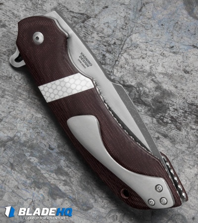 Olamic Cutlery Wayfarer Flipper Knife Red Micarta (4" Acid SW) W943