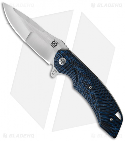 Olamic Cutlery Wayfarer Flipper Knife Contoured Blue G-10 (4" Compound) W680