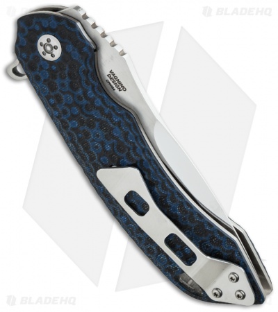 Olamic Cutlery Wayfarer Flipper Knife Contoured Blue G-10 (4" Polish) W699