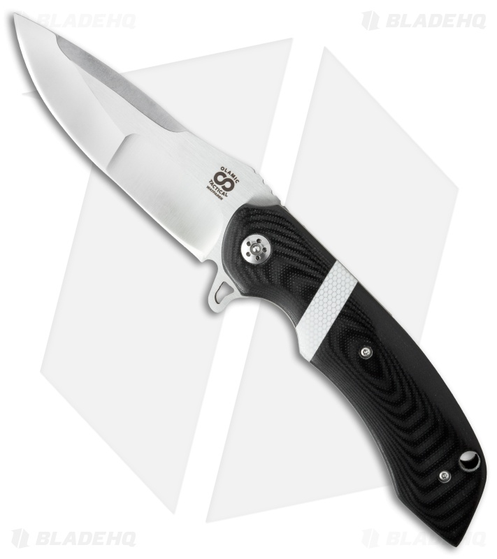 Olamic Cutlery Wayfarer Flipper Knife Black G10/White C-Tek (4" Compound) W718